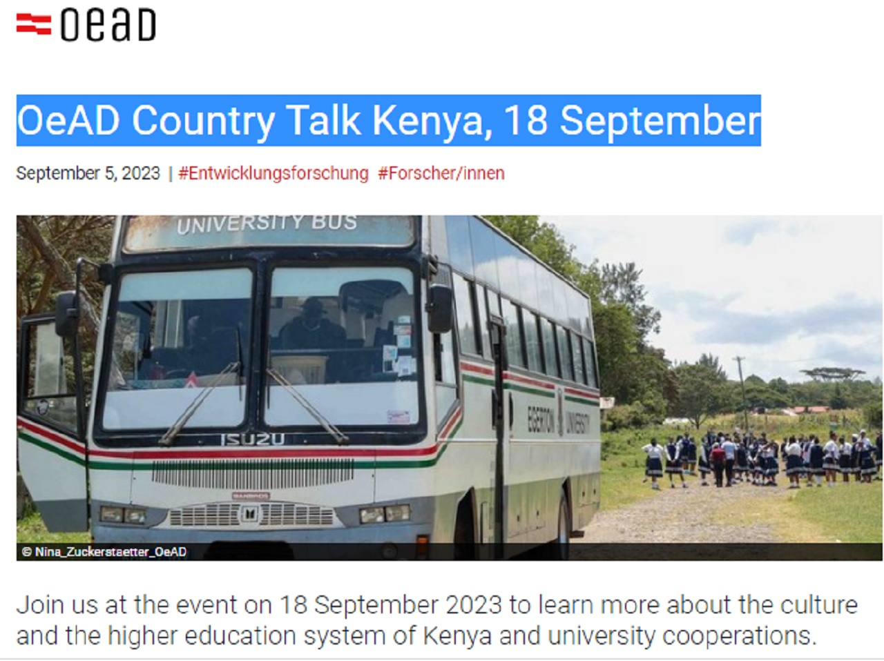 OeAD Country Talk Kenya, 18 September