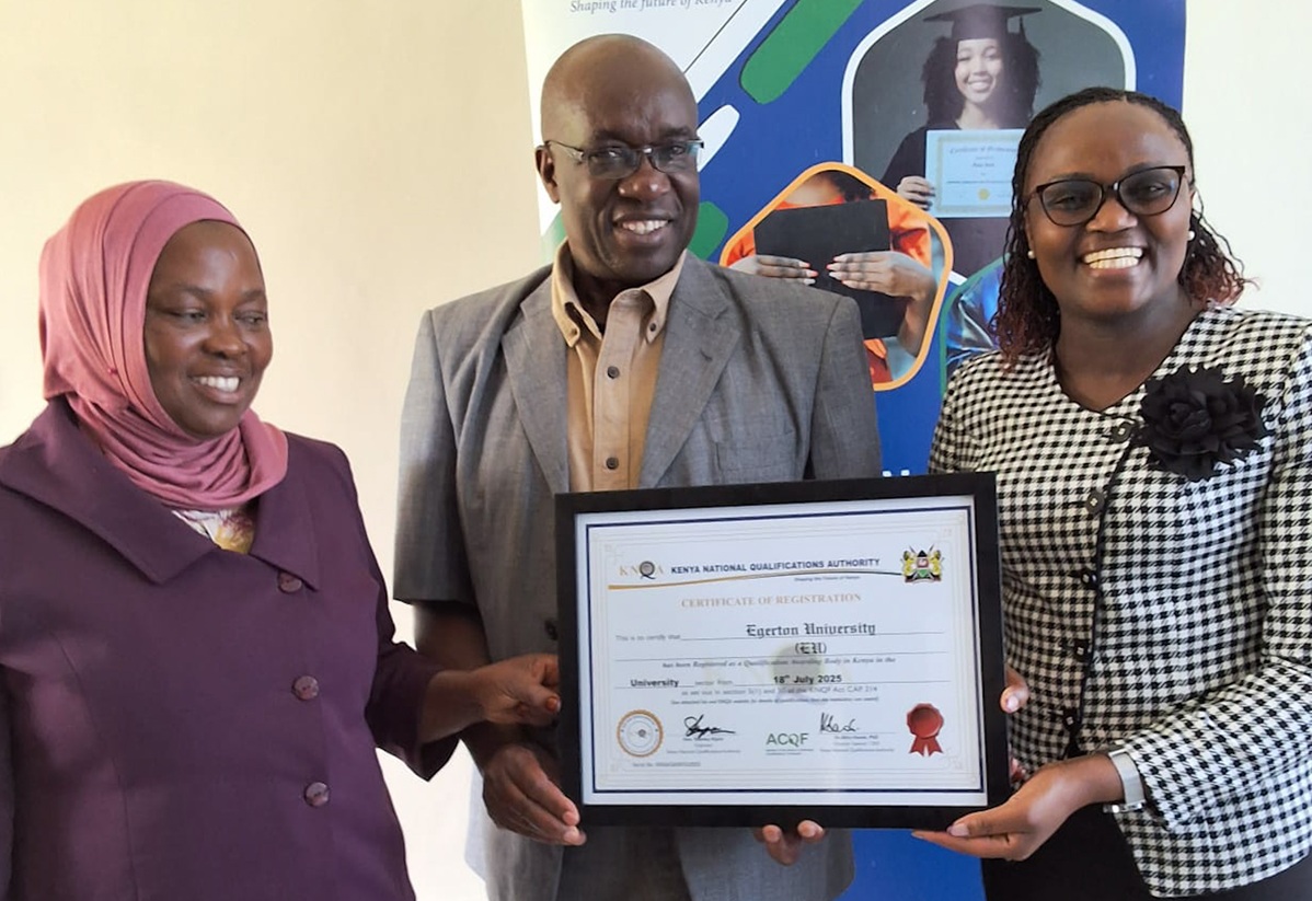 Egerton University Awarded KNQA Certificate as a Qualification Awarding Body