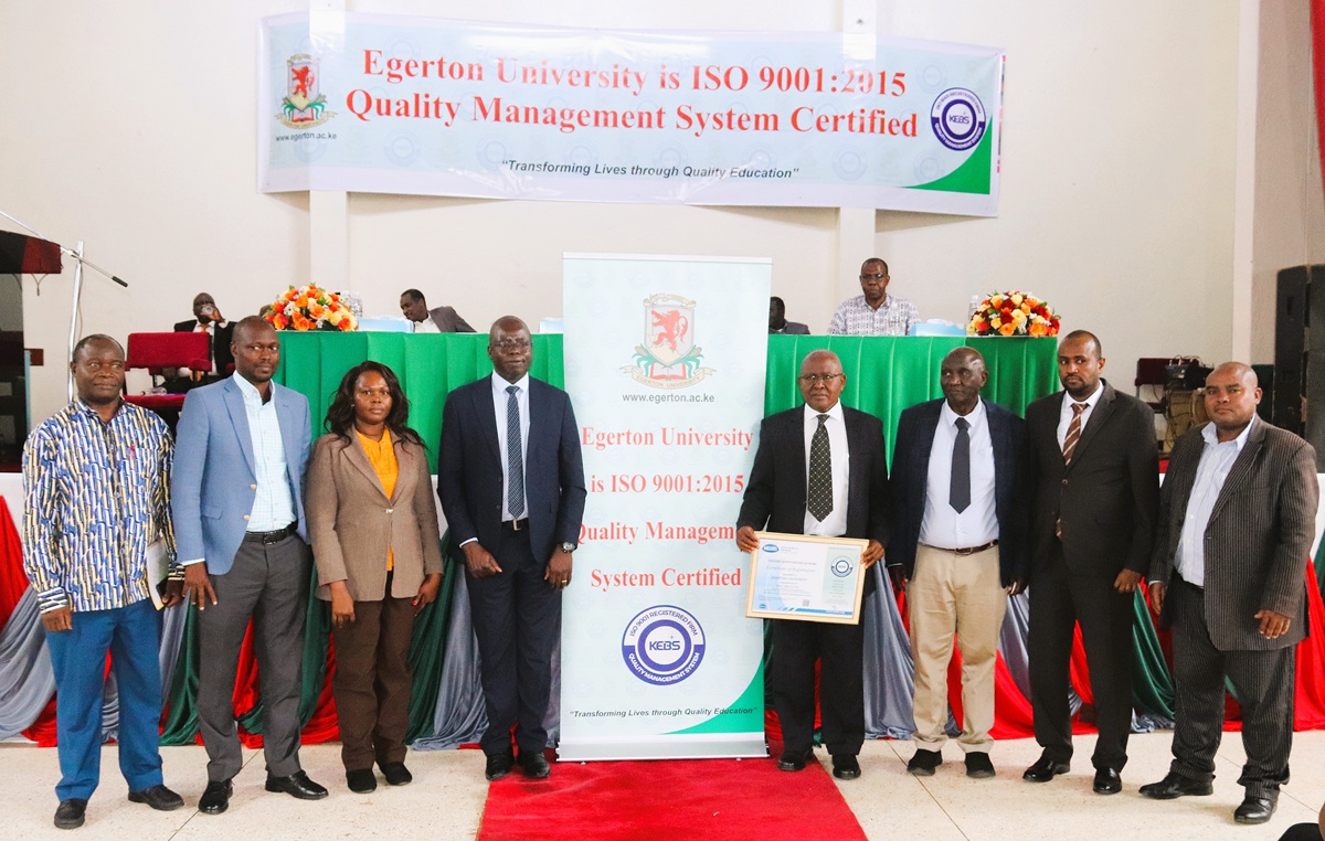  Egerton University Awarded ISO 9001:2015 Certification as KEBS Seeks Partnership on Quality Assurance Hub