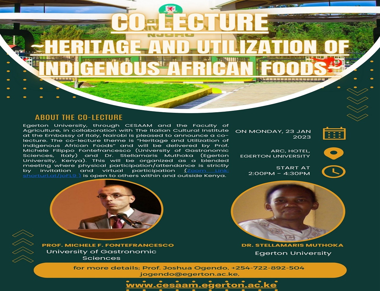 Co-Lecture:Heritage and Utilization of Indigenous African Foods