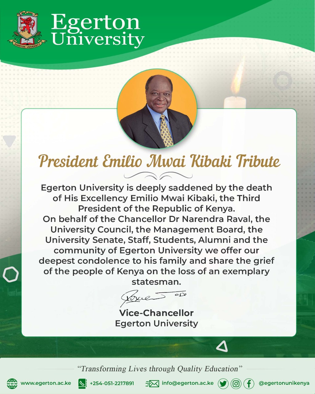 President Kibaki Tribute