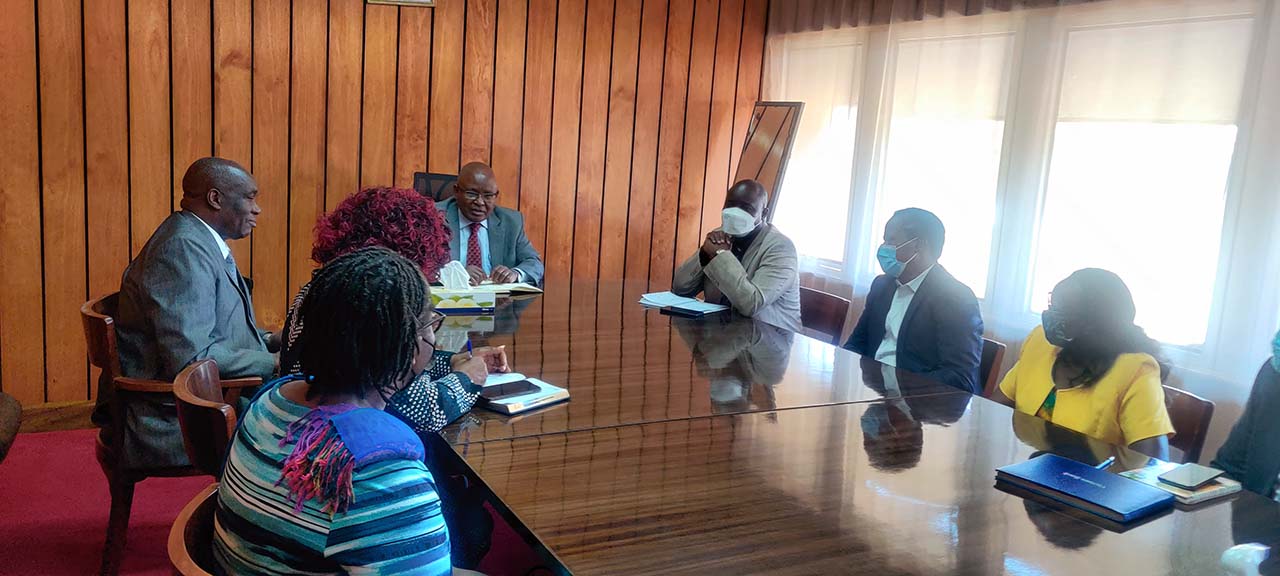 Executive members of the Kenya Library and Information Services Consortium pay a courtesy call to the Vice-Chancellor