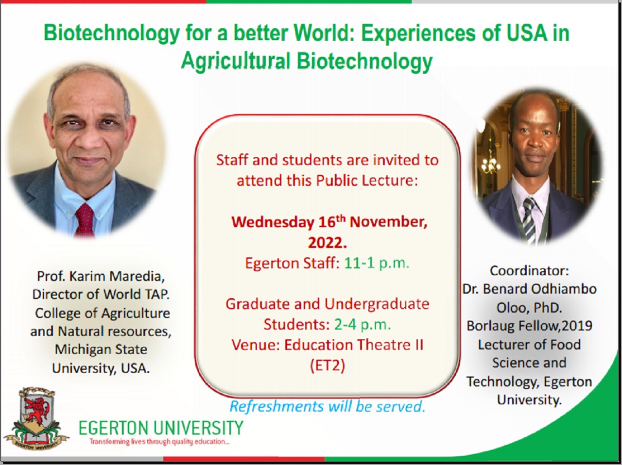 Biotechnology for a better World: Experiences of USA in Agricultural Biotechnology