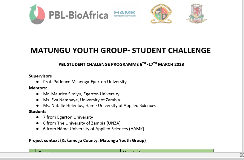 Matungu Youth Group- Student Challenge